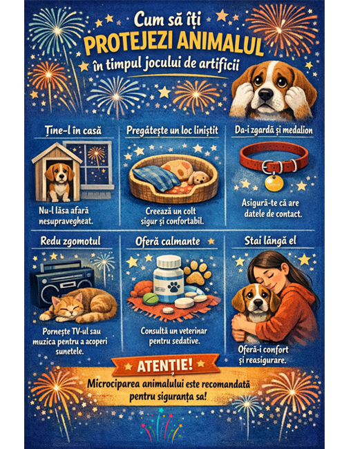 Cum să îţi protejezi animalul de companie în seara de Revelion 